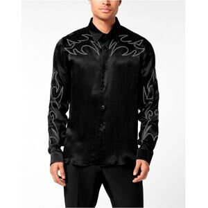 Philipp Plein Men's Black Embellished Texas Shirt Size XXL